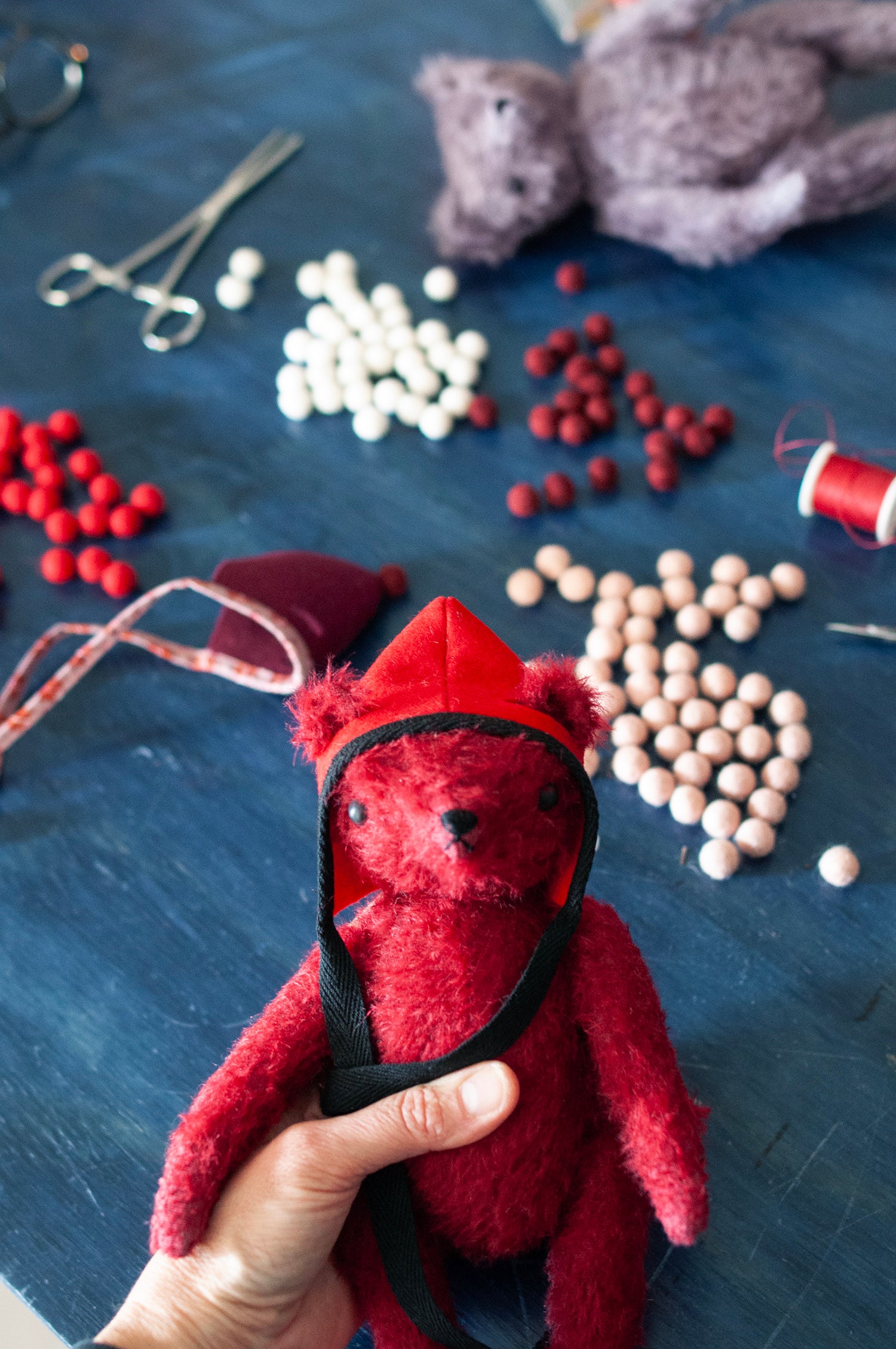 POLKA DOT CLUB Classic Bear: Handmade in the USA. Mohair Teddy Bear with Disk jointed Head and limbs.  They're made for NOW & FOREVER.