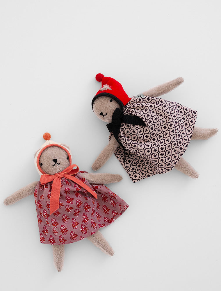 POLKA DOT CLUB Floppy Bear: Handmade in the USA. Small Mohair Teddy Bear with Disk jointed Head and floppy limbs.  They're made for NOW & FOREVER.