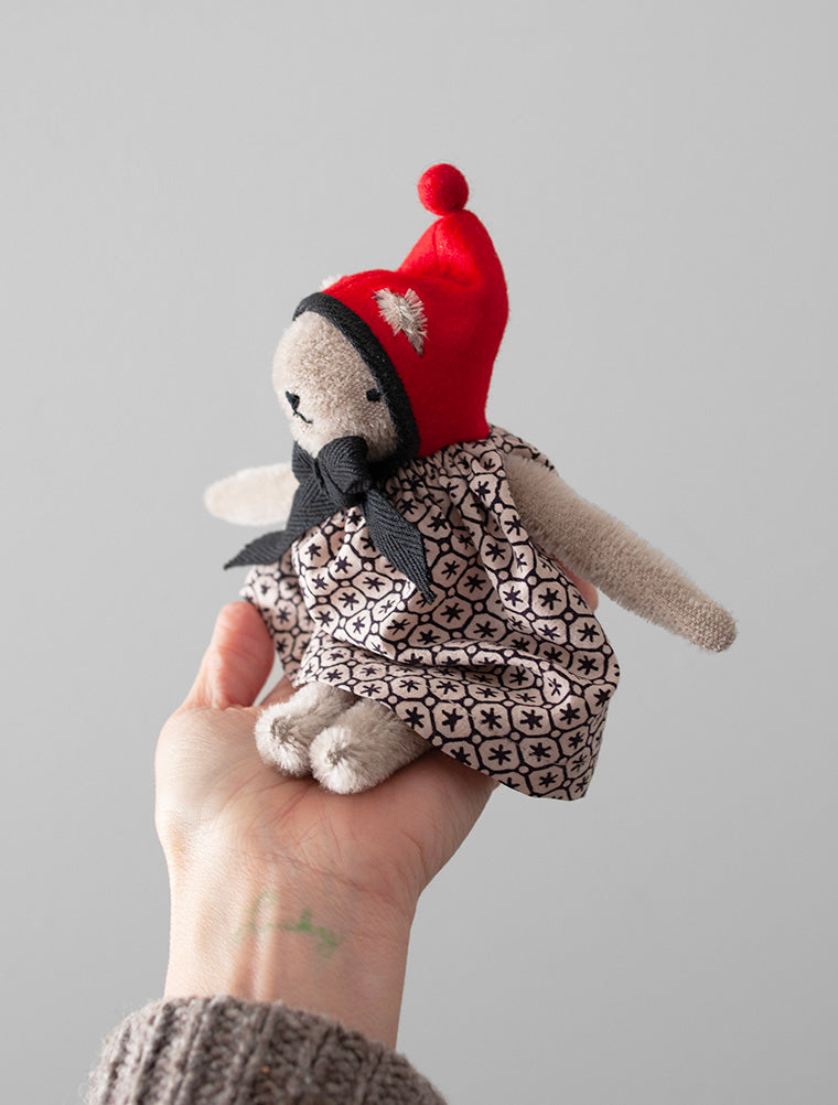 POLKA DOT CLUB Floppy Bear: Handmade in the USA. Small Mohair Teddy Bear with Disk jointed Head and floppy limbs.  They're made for NOW & FOREVER.