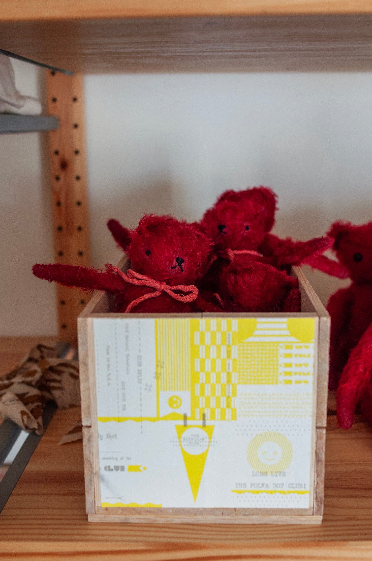 POLKA DOT CLUB Floppy Bear: Handmade in the USA. Small Mohair Teddy Bear with Disk jointed Head and floppy limbs. They're made for NOW & FOREVER.