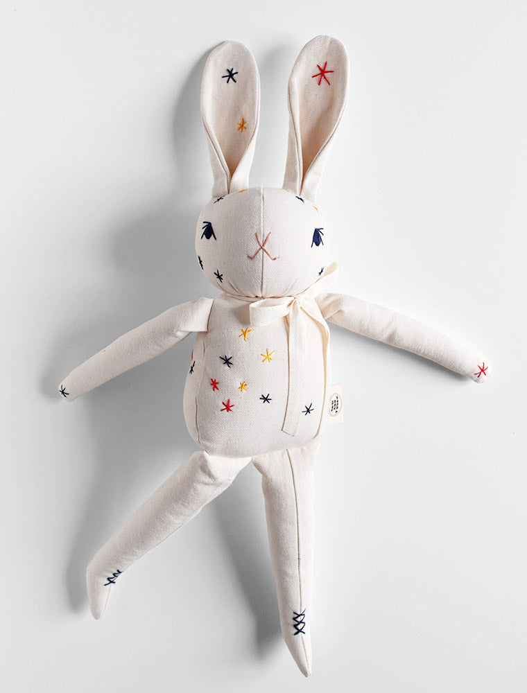 One-of-a-Kind * Embroidered Large Cream Rabbit