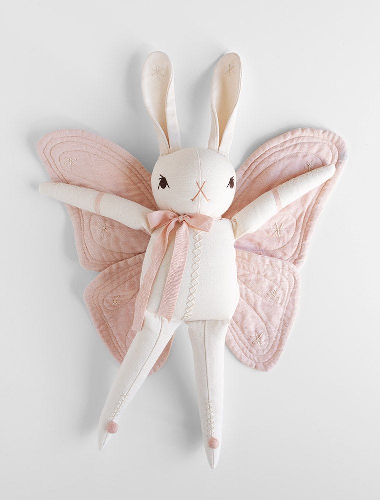 Small Edition * Embroidered Large Cream Rabbit with Butterfly Wings