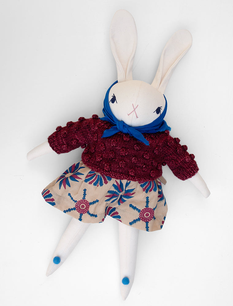 MP+PDC Large Cream Rabbit in Cranberry: INEZ