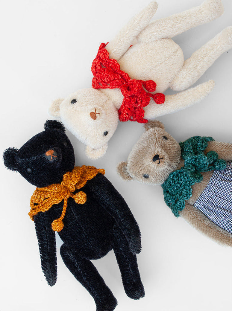 Misha and Puff + Polka Dot Club collaboration mohair teddy bears hand knit toys