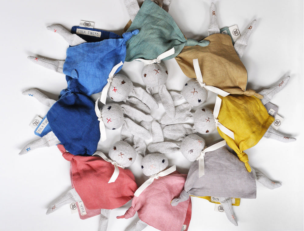 FOLK FIBERS + POLKA DOT CLUB cuddling Rabbit toys a very limited edition