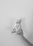 cream mohair jointed teddy bear. POLKA DOT CLUB