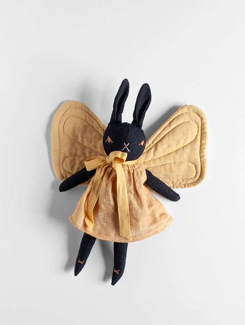 Small Edition * Little Black Rabbit with Hand Dyed Butterfly Wings