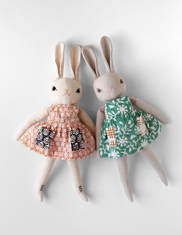 New Hand Made Rabbit Toy Dolls from the POLKA DOT CLUB heritage toys for now and forever