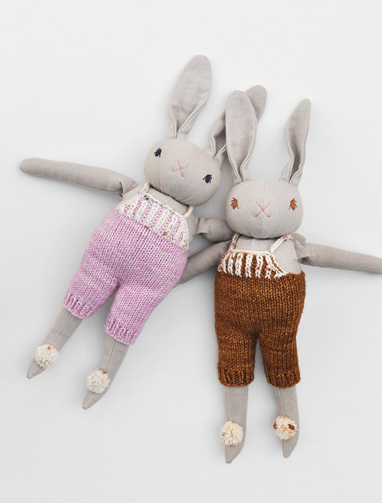 polka dot club + Misha and Puff collaboration rabbits medium with pom poms on feet