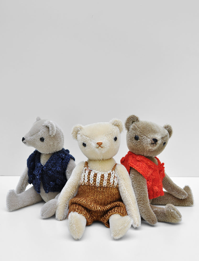 Polka dot club classic mohair jointed teddy bear with misha and puff hand knits