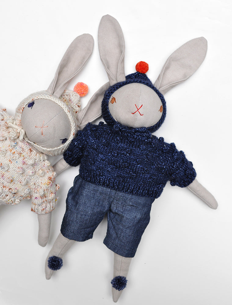 polka dot club + Misha and Puff first collaboration bobble sweater and hat. Large Canvas Rabbits