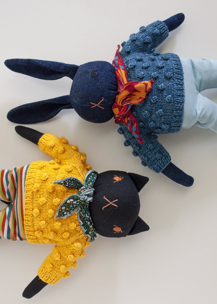 MP+PDC Large Denim Rabbit- Teddy – POLKA DOT CLUB