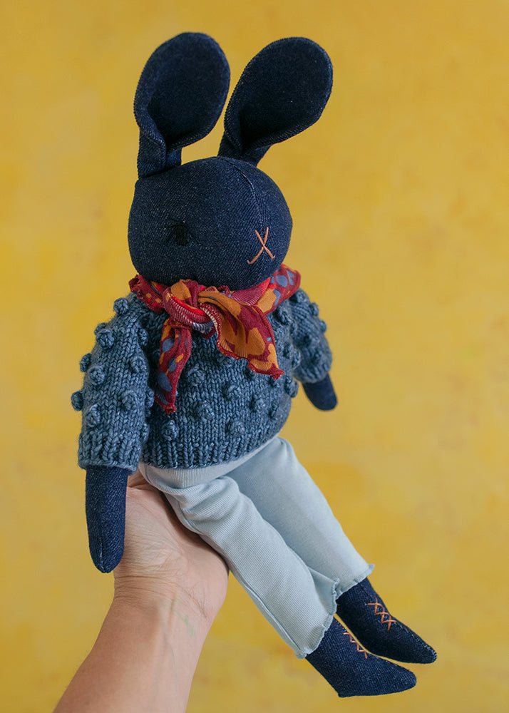 MP+PDC Large Denim Rabbit- Teddy – POLKA DOT CLUB