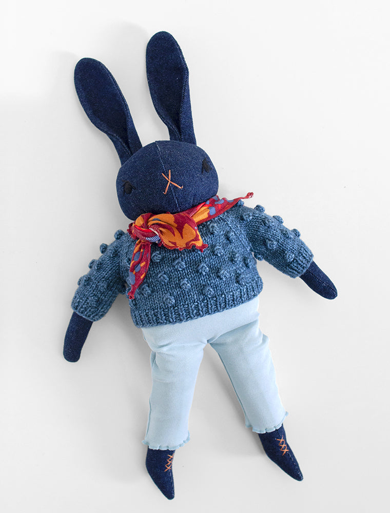 MP+PDC Large Denim Rabbit- Teddy - POLKA DOT CLUB