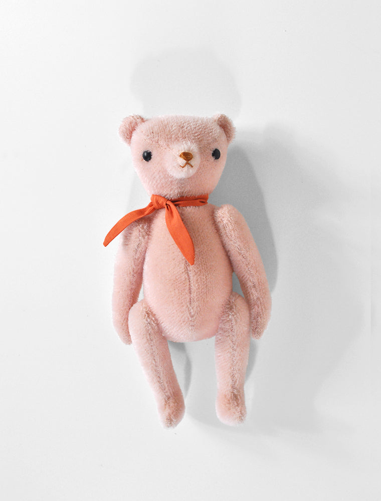 polka dot club jointed mohair teddy bear heirloom toy pink